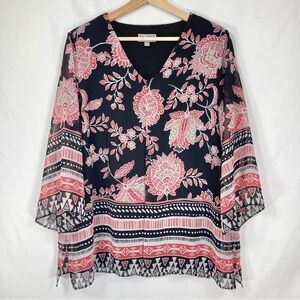 🔥 3/$15 🔥JM Collection Floral Blouse Grandma Cottage Core Boho Academia S